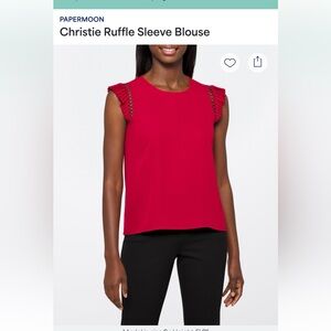 Papermoon Red Ruffle Sleeve Blouse size XL